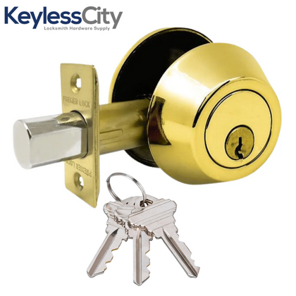 Schlage Premium Round Single Cylinder Deadbolt Security Door Lock With Key Safe Lock - Polished Brass
