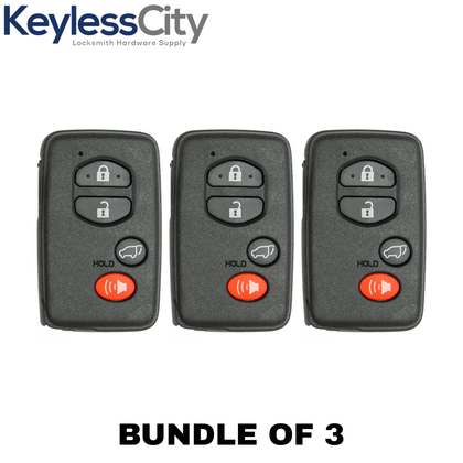 3 X 2007-2014 Toyota / 4-Button Remote Smart Key SHELL / HYQ14AAB (AFTERMARKET) (Bundle of 3)