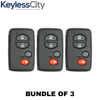 3 X 2007-2014 Toyota / 4-Button Remote Smart Key SHELL / HYQ14AAB (AFTERMARKET) (Bundle of 3)