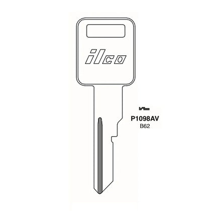 ILCO - 1986 - 2003 Buick Cadillac Chevrolet Oldsmobile Pontiac Key Blank - B62 / P1098AV