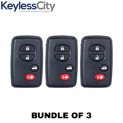 3 X 2009-2014 Toyota / 4-Button Smart Key SHELL / HYQ14AAB (AFTERMARKET) (Bundle of 3)