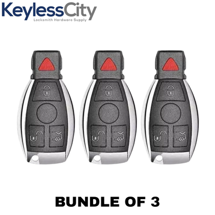 3 X 1997-2014 Mercedes Benz 4-Button Fobik Key SHELL For IYZ-3312 (Bundle of 3)