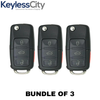 3 X 2006-2011 Volkswagen / 4-Button Flip Key SHELL For NBG92596263 (AFTERMARKET) (Bundle of 3)