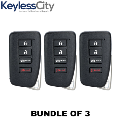 3 X 2013-2020 Lexus / 4-Button Remote Smart Key SHELL / HYQ14FBA HYQ14FBB (AFTERMARKET) (Bundle of 3)