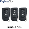 3 X 2013-2020 Lexus / 4-Button Remote Smart Key SHELL / HYQ14FBA HYQ14FBB (AFTERMARKET) (Bundle of 3)