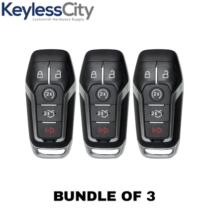 3 X 2013-2018 Ford / 5-Button Smart Key SHELL For M3N-A2C31243800, M3N-A2C31243300 (AFTERMARKET) (Bundle of 3)