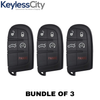 3 X 2011-2019 Dodge Chrysler Jeep / 5-Button Smart Key SHELL For M3N-40821302 (AFTERMARKET) (Bundle of 3)