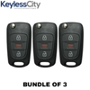 3 X 2012-2013 Kia Rio / 3-Button Flip Key SHELL KK10 HS / PN: 95430-1W020 TQ8-RKE-3F02 (AFTERMARKET) (Bundle of 3)