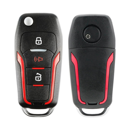 Ford H92-PT / H84 / 3-Button Flip Key (4D63 80 Bit Chip) (red color) (AFTERMARKET)