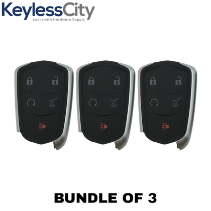 3 X 2015-2019 Cadillac / 5-Button Smart Key SHELL For HYQ2AB, HYQ2EB (AFTERMARKET) (Bundle of 3)