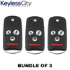 3 X 2007-2014 Acura / 4-Button Flip Key SHELL For MLBHLIK-1T And OUCG8D-439H-A (Bundle of 3)