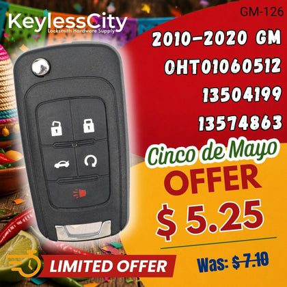 2010-2020 GM / 5-Button Flip Key / OHT01060512 (AFTERMARKET)