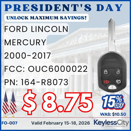 2000-2017 Ford Lincoln Mercury / 4-Button Remote Head Key / OUC6000022 / 164-R8073 (AFTERMARKET)