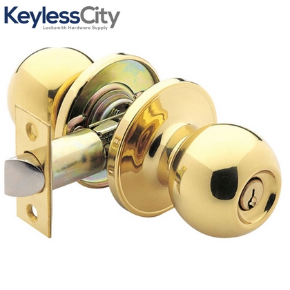 Schlage High Safety Tubular Mortise Cylinder Door Knob Lock - Polished Brass