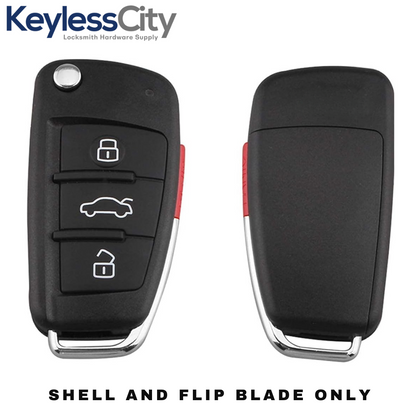 2006-2010 Audi / 4-Button Flip Key SHELL For NBG009272T (AFTERMARKET)