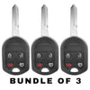 3 X 2000-2017 Ford Lincoln Mercury / 4-Button Remote Head Key / OUC6000022 / 164-R8073 (AFTERMARKET) (BUNDLE OF 3)