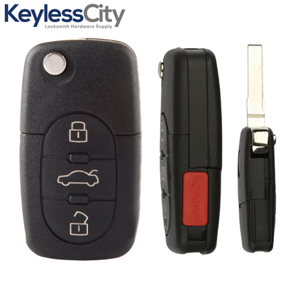 1997-2005 Audi / 4-Button Flip Key / PN: 4D0837231M / MYT8Z0837231 / 315 MHz (AFTERMARKET)