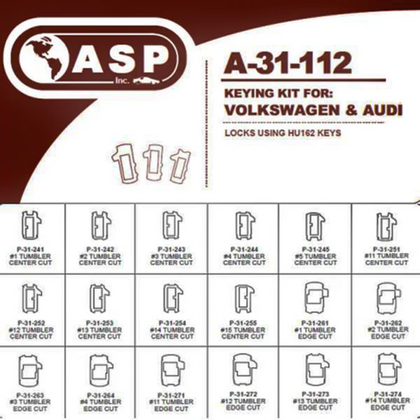 2015+ Volkswagen/Audi HU162 High Security Keying Kit A-31-112 (ASP)