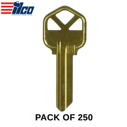 250 X Ilco - KW1-BR KWIKSET Key Blank (BUNDLE OF 250)