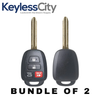 2 X 2013-2019 Toyota RAV4 Highlander / 4-Button Remote Head Key / GQ4-52T (H Chip) (AFTERMARKET) (BUNDLE OF 2)