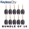 10 X 2008-2015 Honda Accord Pilot / 4-Button Remote Head Key / KR55WK49308 / (AFTERMARKET) (BUNDLE OF 10)