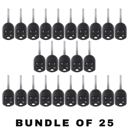 25 X 2012-2018 Ford / 4-Button Remote Head Key Shell / HU101 / OUCD6000022 CWTWB1U793 (Bundle of 25)
