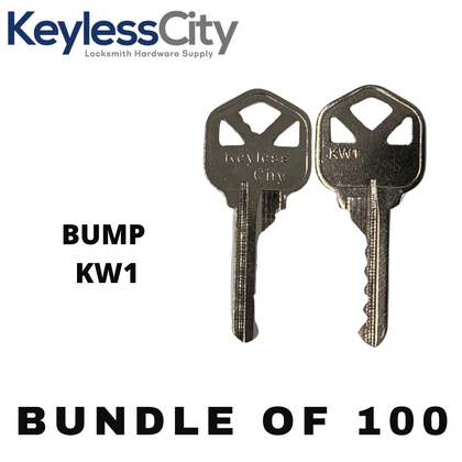 100 X BUMP Key For Kwikset - KW1 (BUNDLE OF 100)