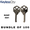 100 X BUMP Key For Kwikset - KW1 (BUNDLE OF 100)