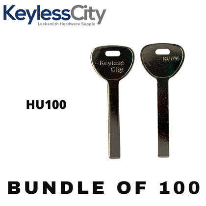 100 X HU100 - GM Key Blank - Test Key Blade (AFTERMARKET) (BUNDLE OF 100)