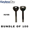 100 X HU100 - GM Key Blank - Test Key Blade (AFTERMARKET) (BUNDLE OF 100)