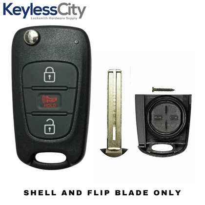 2012-2013 Kia Rio / 3-Button Flip Key SHELL KK10 HS / PN: 95430-1W020 TQ8-RKE-3F02 (AFTERMARKET)