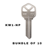 10 X Ilco - KW1-NP KWIKSET Key Blank (BUNDLE OF 10)