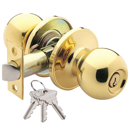 Schlage High Safety Tubular Mortise Cylinder Door Knob Lock - Polished Brass