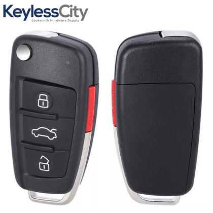 2005-2010 Audi / 4-Button Remote Flip Key / PN: 8P0 837 220E / NBG009272T / 315MHz (Aftermarket)