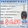 2006-2017 Honda Acura / 3-Button Remote Head Key / N5F-S0084A (AFTERMARKET)