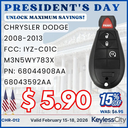 2008-2013 Chrysler Dodge / 4-Button Fobik Key / M3N5WY783X (AFTERMARKET)