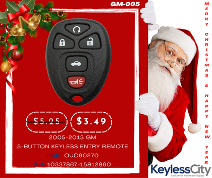 2005-2013 GM / 5-Button Keyless Entry Remote / OUC60270 / (AFTERMARKET)
