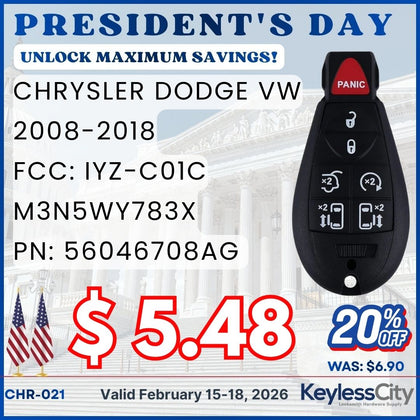 2008-2018 Chrysler Dodge VW / 7-Button Fobik Key / M3N5WY783X / 433 MHz (AFTERMARKET)