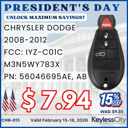 2008-2012 Chrysler Dodge / 4-Button Fobik Key / M3N5WY783X (AFTERMARKET)