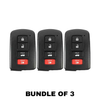 3 X 2012-2019 Toyota / 4-Button Smart Key SHELL / HYQ14FBA (AFTERMARKET) (Bundle of 3)