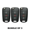 3 X 2012-2013 Kia Rio / 3-Button Flip Key SHELL KK10 HS / PN: 95430-1W020 TQ8-RKE-3F02 (AFTERMARKET) (Bundle of 3)