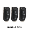 3 X 2006-2015 Audi / 3-Button Flip Key SHELL For IYZ-3314 (AFTERMARKET) (Bundle of 3)