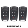 3 X 2010-2019 GM / 5-Button Flip Key SHELL For OHT01060512 (Bundle of 3)