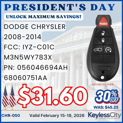 2008-2014 Dodge Chrysler / 5-Button Fobik Key / PN: 056046694AH / IYZ-C01C / Keyless Go Fobik (AFTERMARKET)