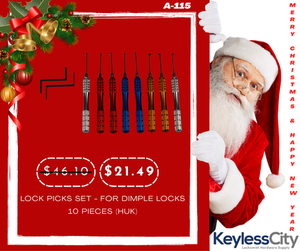 Lock Picks Set - For Dimple Locks - 10 Pieces (HUK)