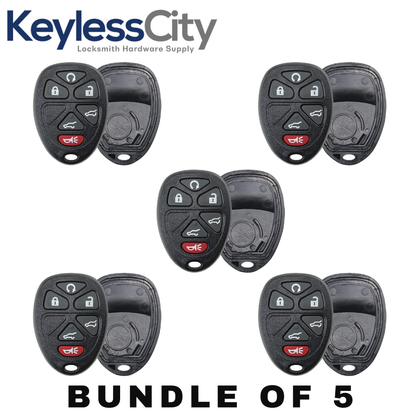 5 X 2007-2014 GM Keyless Entry Remote SHELL For OUC60270 - Black (AFTERMARKET)(Bundle of 5)