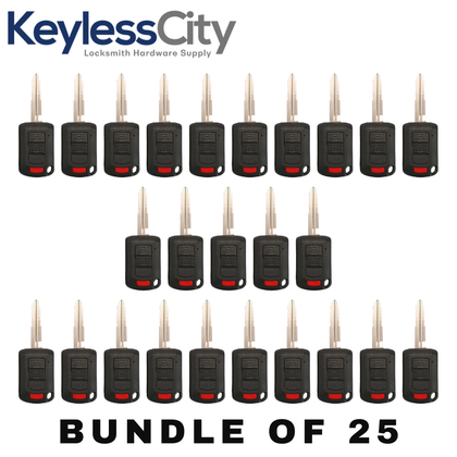 25 X 2016-2018 Mitsubishi / 3-Button Remote Head Key Shell / MIT3 / OUCJ166N (Bundle of 25)