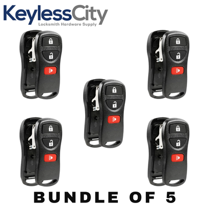 5 X 2005-2018 Nissan Keyless Entry Remote SHELL For CWTWB1U821 - Black (AFTERMARKET)(Bundle of 5)