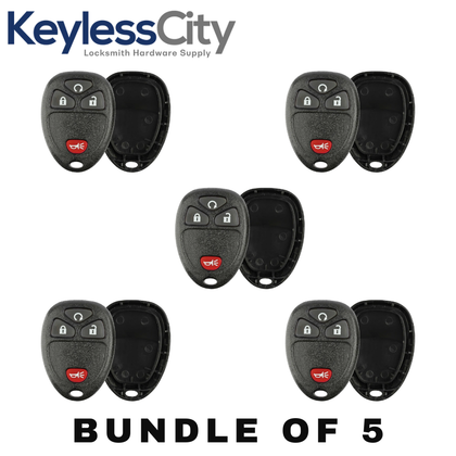 5 X 2007-2017 GM / 4-Button Keyless Entry Remote SHELL / PN: 22936098 / OUC60270 / Black (AFTERMARKET)(Bundle of 5)