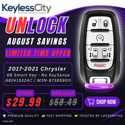2017-2021 Chrysler Pacifica / Voyager / 6-Button Smart Key / No KeySense / PN: 68241532AC / M3N-97395900 (AFTERMARKET)